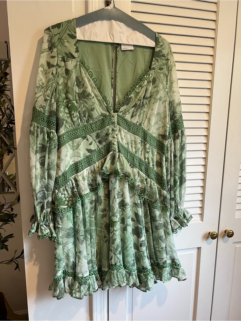 ASOS Lace Long Sleeve Mini Dress in Garden Floral. Size 14 - Picture 5 of 9